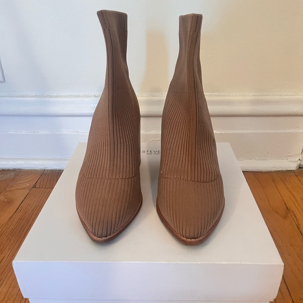Steven New York stacked heel sock bootie